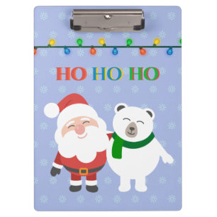 Pranchetas Papai Noel urso polar fofo ho ho ho Natal