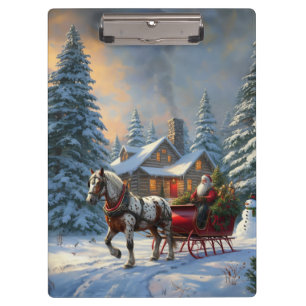 Pranchetas Papais noeis de Sleigh de um cavalo natalino