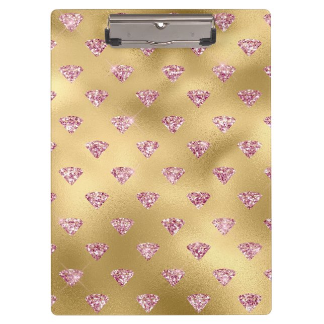 Pranchetas Papel alumínio dourado e diamantes de brilho Glam  (Frente)