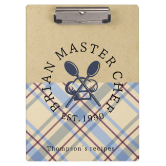 Pranchetas Papel kraft estilo fazenda clássica Monograma Xadr