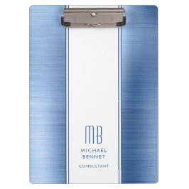 Pranchetas Papelada de Negócios em Metal Azul Monogramada