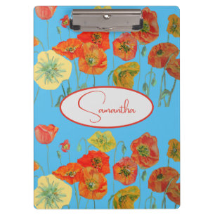 Pranchetas Papoula Laranja Vermelha Papoulas floral Azul Nome