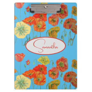 Pranchetas Papoula Laranja Vermelha Papoulas floral Azul Nome