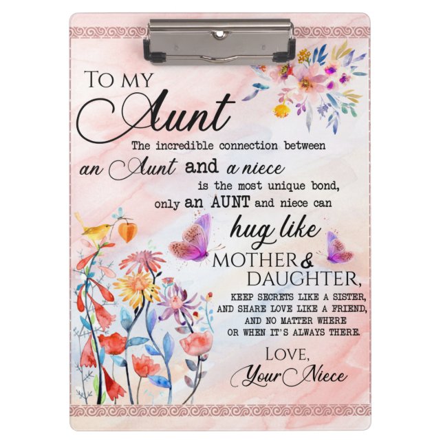 Pranchetas Para Minha Tia Presente, Borboleta Presente Da sob (Frente)