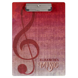 Pranchetas Partitura Personalizada Clef Vermelho Cereja