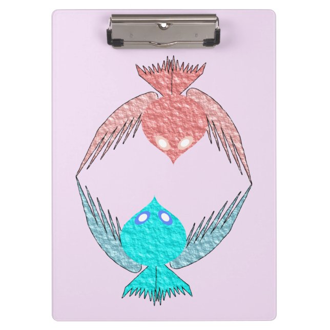 Pranchetas Pássaros de Amor, Rosa e Azul (Frente)