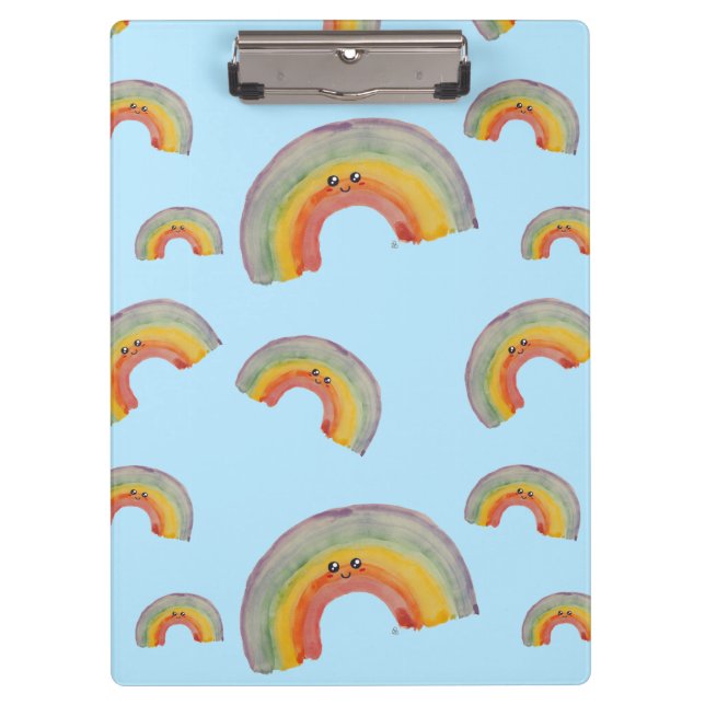 Pranchetas Pastel Blue Kawaii Rainbow (Frente)