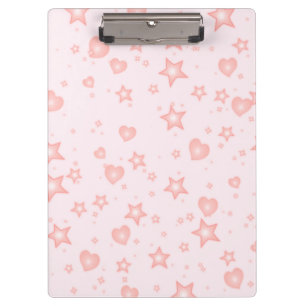 Pranchetas Pastel Kawaii Corações & Estrelas – Rosa Fofo Femi