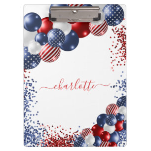 Pranchetas Patriótica usa balões vermelhos azuis confetti