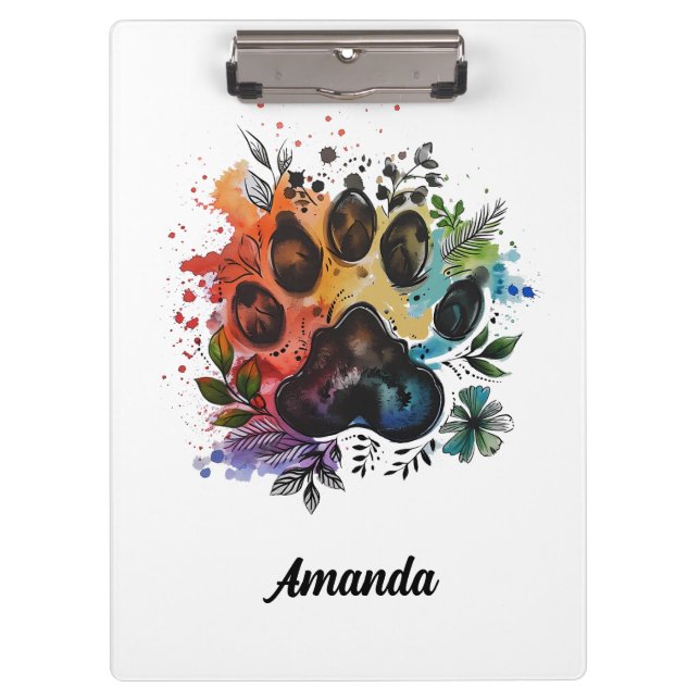 Pranchetas Paw Print Boho Watercolor (Frente)