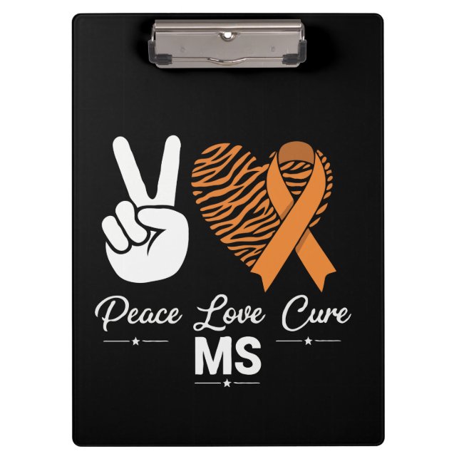 Pranchetas Paz Amor Cura Conscientização da Esclerose Múltipl (Frente)