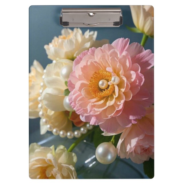 Pranchetas Pérolas com flores rosa (Frente)