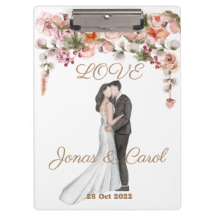 Pranchetas Personalizado Amor Casado de Aquarela floral elega