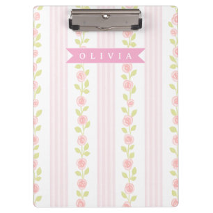 Pranchetas Personalizado rosa feminino coquette floral listra
