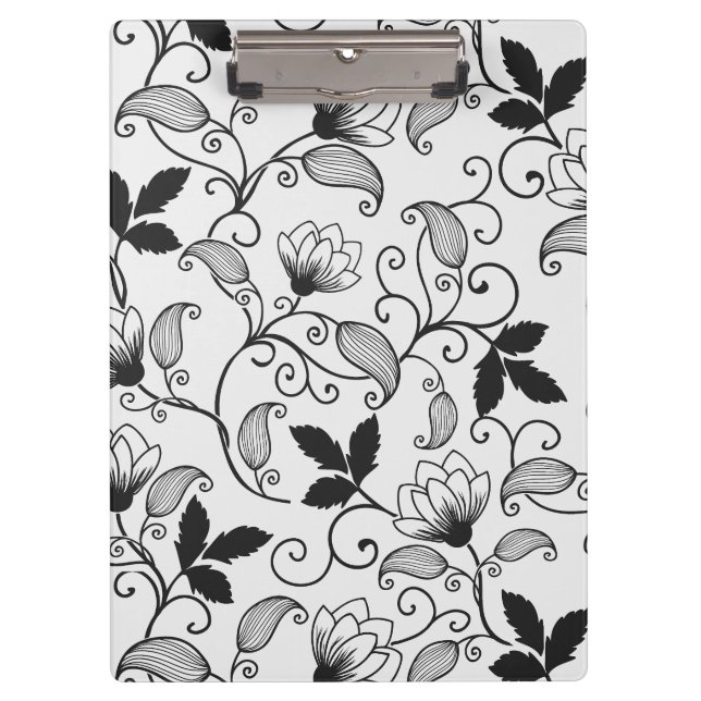 Pranchetas Personalizar Padrão Floral Preto (Frente)