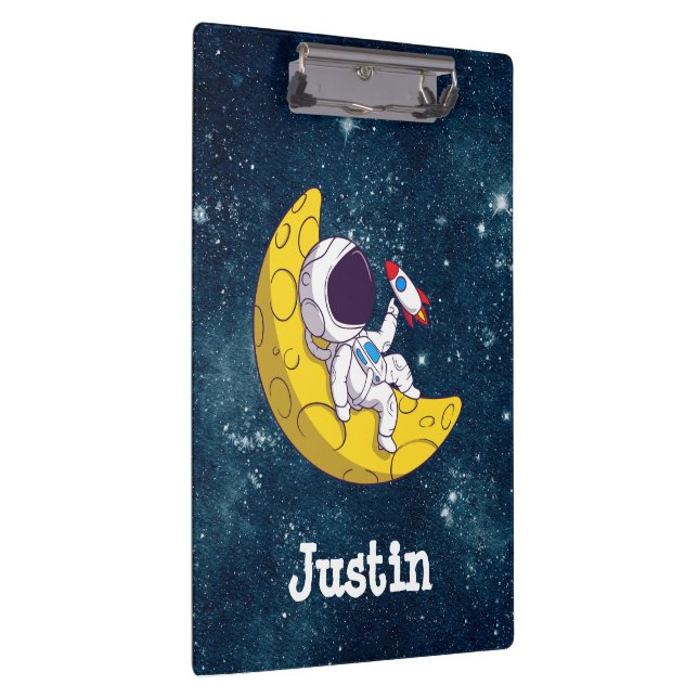 Pranchetas Personalized Astronaut on Moon with Rocket (Direita)