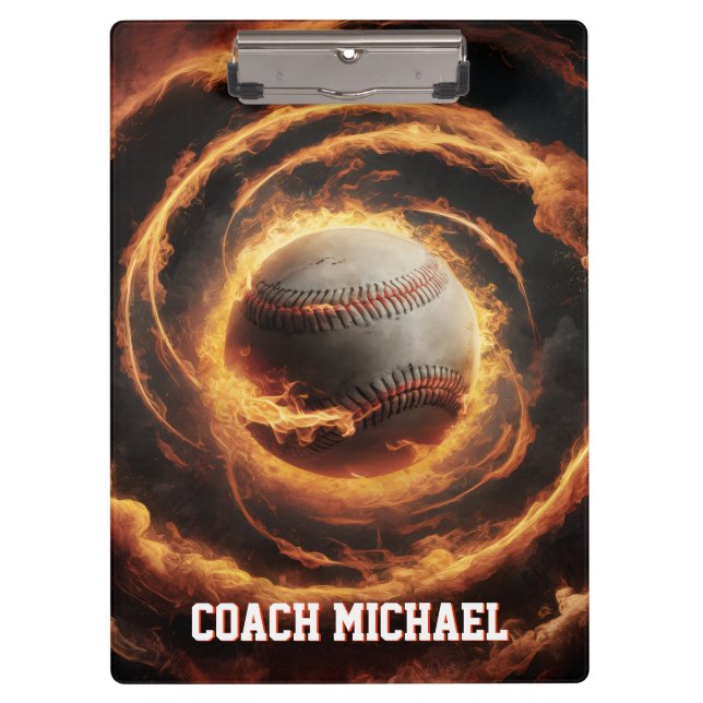 Pranchetas Personalized  Baseball Ball on Fire (Frente)