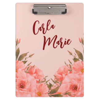 Pranchetas Personalized Clipboard | Pink Floral Design
