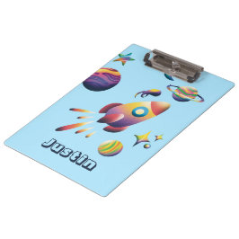 Pranchetas Personalized Colorful Space Planets Back to School