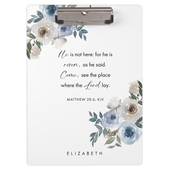 Pranchetas Personalized Easter Bible Verse Floral Christian (Frente)