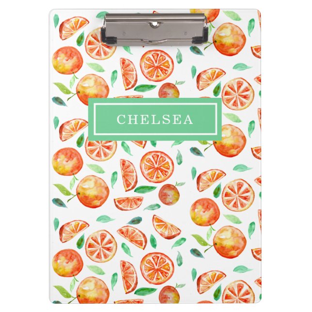 Pranchetas Personalized Monogram Watercolor Oranges Citrus (Frente)