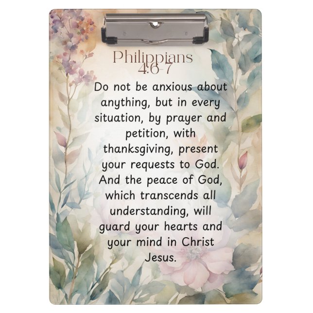 Pranchetas Philippians 4:6-7 Christian Bíblia Verse Watercolo (Frente)