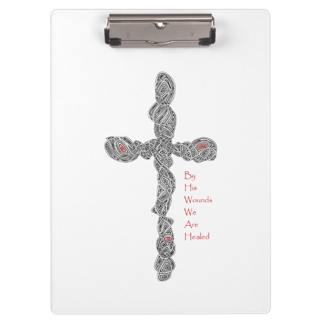 Pranchetas Pierced Cross - Isaiah 53:5 (Frente)
