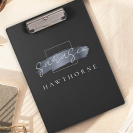 Pranchetas Pincel Chic Traço Cinza Negra Faux Silver Monogram