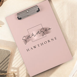 Pranchetas Pincel Chic Traço Faux Rosa Monograma Elegante Dou