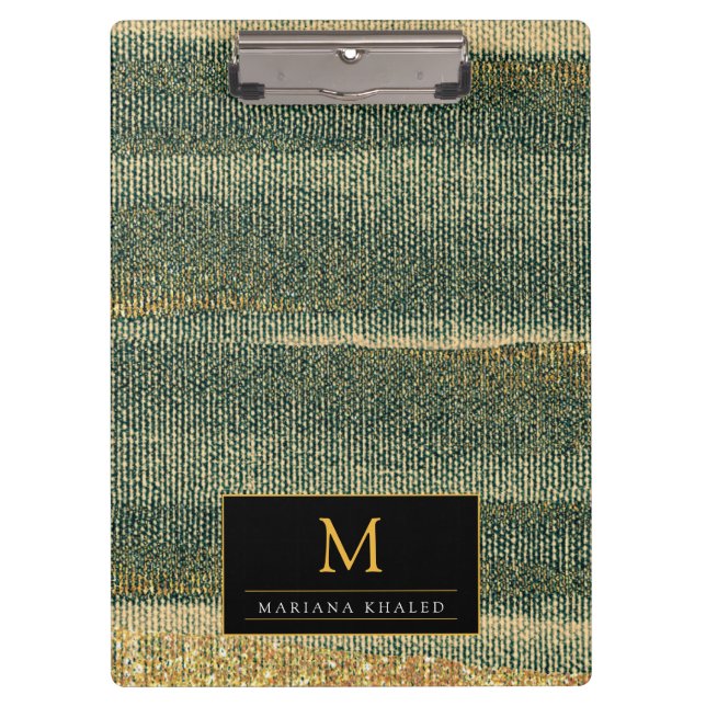Pranchetas Pincel Verde Elegante com ouro e preto (Frente)