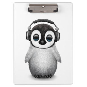 Pranchetas Pinguim bonito customizável DJ do bebê com fones