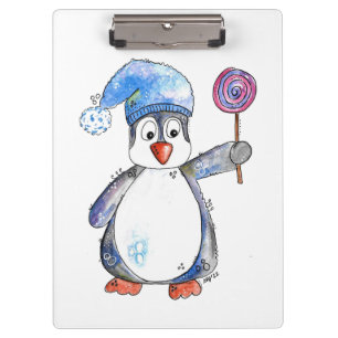 Pranchetas Pinguim branco bonito com um pirulito