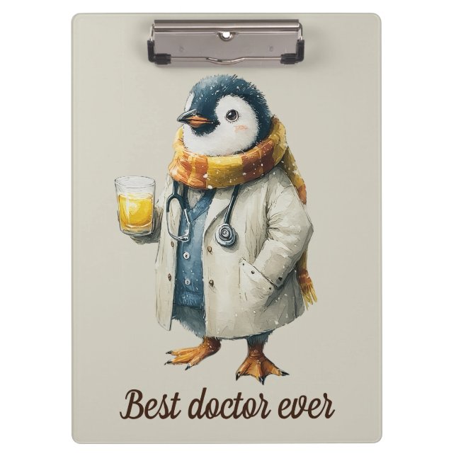 Pranchetas Pinguim de Inverno Personalizado “Melhor Médico de (Frente)