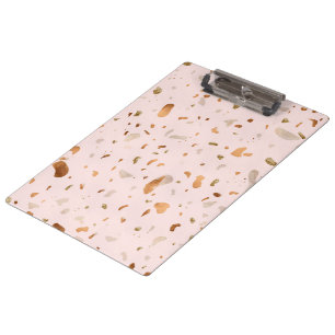 Pranchetas Pink Blush Terrazzo Com Douradas Manchas De Cobre