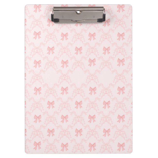 Pranchetas Pink Bow Aesthetic Notebook – Cute & Feminine Jour (Frente)