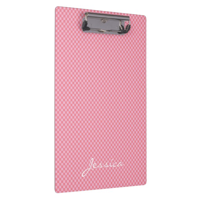 Pranchetas Pink Brown Beige Geometric Personalized Clipboard (Direita)