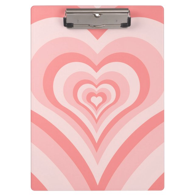 Pranchetas Pink Heart Gradient Pattern – Cute Girly Love (Frente)