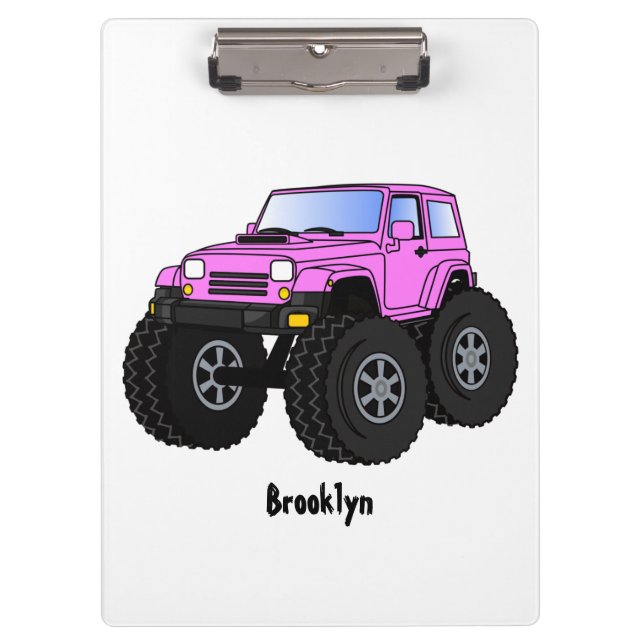 Pranchetas Pink monster truck cartoon illustration  (Frente)