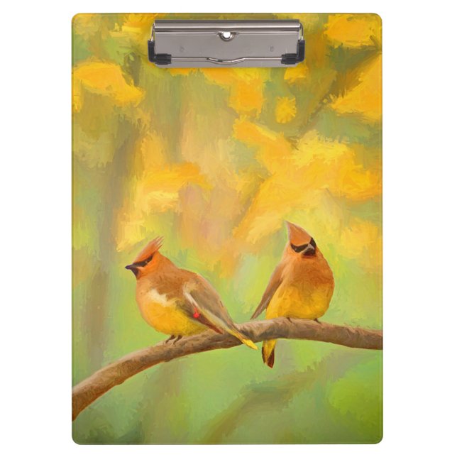 Pranchetas Pintura De Cedar Waxwing - Arte De Cachorro Origin (Frente)