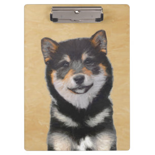 Pranchetas Pintura de Shiba Inu (Preto e Latão) - Arte Canina