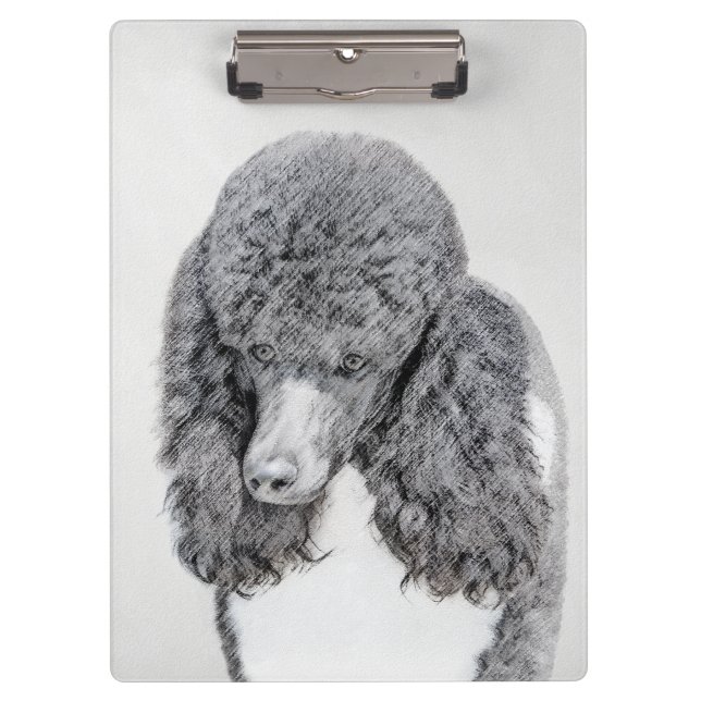 Pranchetas Pintura Negra De Poodle Padrão - Arte Cão (Frente)