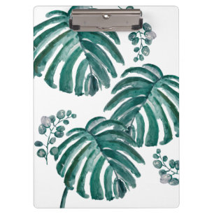 Pranchetas Pintura tropical com folha verde botânica