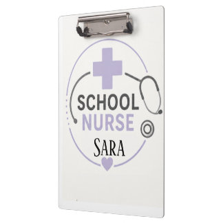 Pranchetas Placa Personalizada de Enfermeira Escolar Lavanda