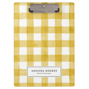 Pranchetas Plaid de Buffalo em Aquarela Amarela Personalizado