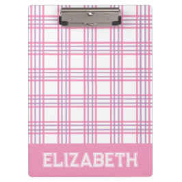Pranchetas Plaid Preppy Rosa Roxo Fonte Universitária Escola