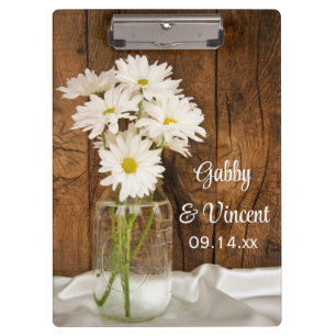 Pranchetas Planeamento Casual do Mason Jar White Daisies Barn
