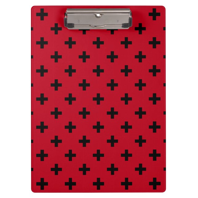 Pranchetas Polka preto cruza em vermelho (Frente)