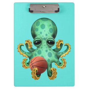 Pranchetas Polvo bonito do bebê que joga com basquetebol