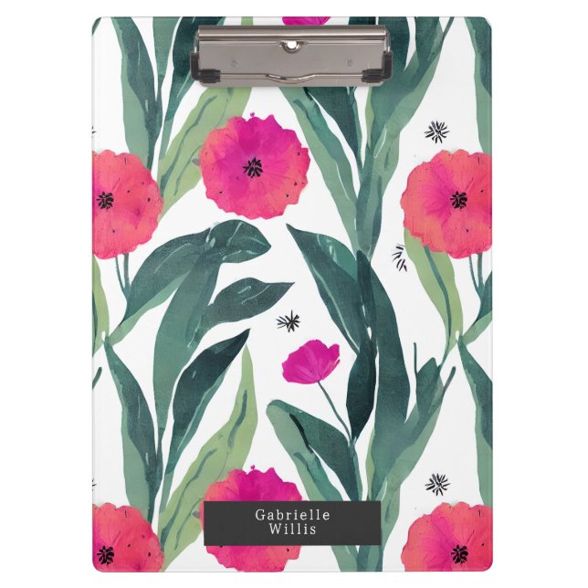 Pranchetas Pópias Botânicas De Aquarela Padrão Floral (Frente)