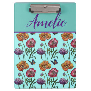 Pranchetas Poppy Poppies Red Chique Aqua Flores Florais
